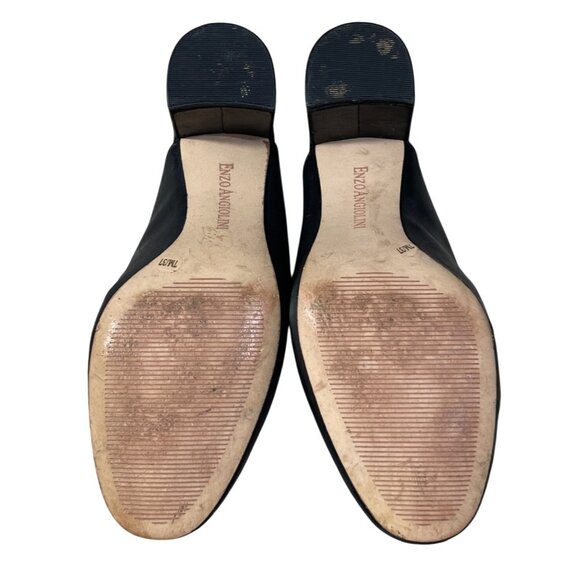 Enzo Angiolini Mule Loafer Chain Slip On Size 7M Black Heels Classic - Picture 10 of 11